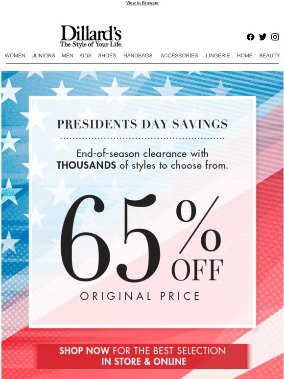 Dillards 65 Off Sale EndofSeason Clearance with Thousands of