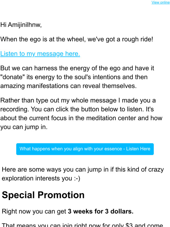 Transformation, Meditation, and Special Offer