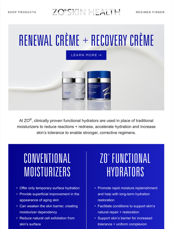 ZO Skin Health ZO Functional Hydrators vs. Conventional Moisturizers