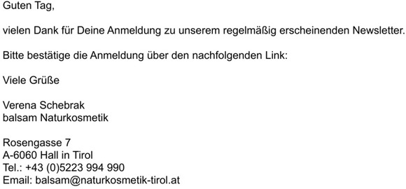 Vielen Dank fr Deine Newsletter-Anmeldung