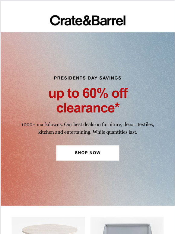 Crate and Barrel Up to 60 OFF Presidents Day Savings Milled
