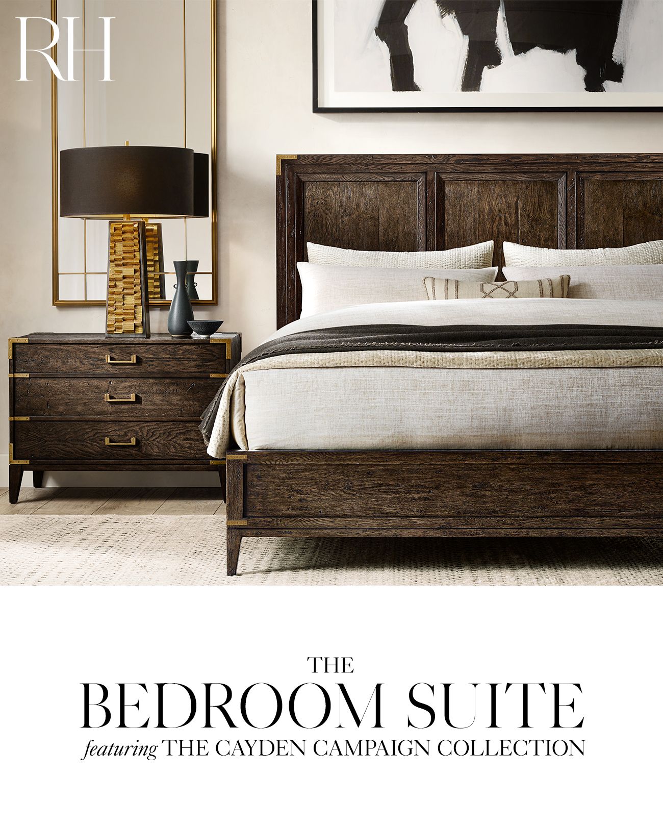 Restoration Hardware The Cayden Campaign Bedroom & Bath in Solid Oak with Cast Metal Milled