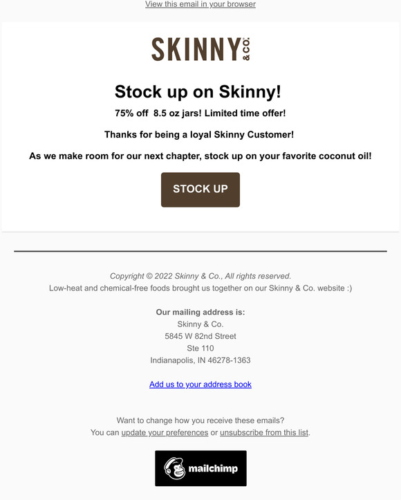 Stock up on Skinny! Now 75% off!