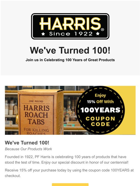 Celebrate 100 Years - 15% Off