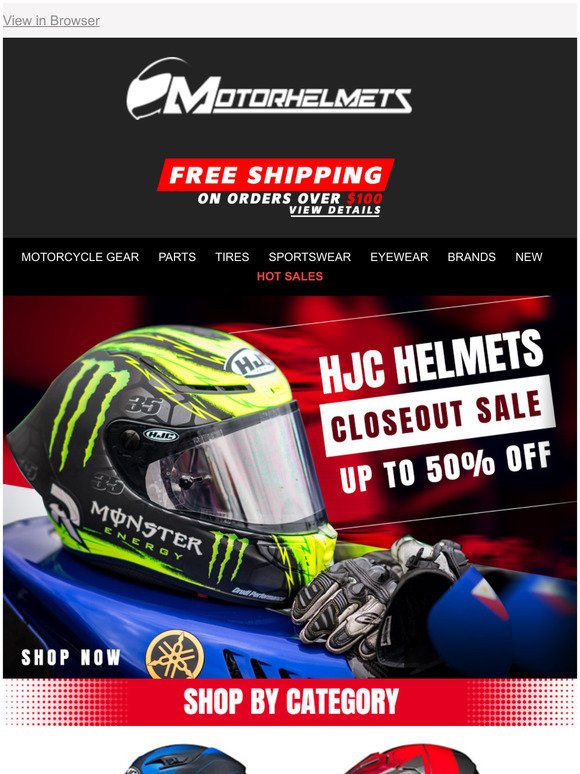 Enjoy Discounts of Up to 50% on HJC Closeout Helmets!
