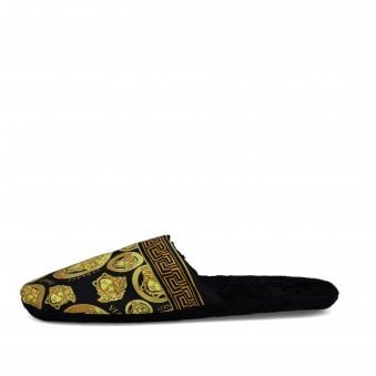 Black & Gold Medusa Amplified Slippers