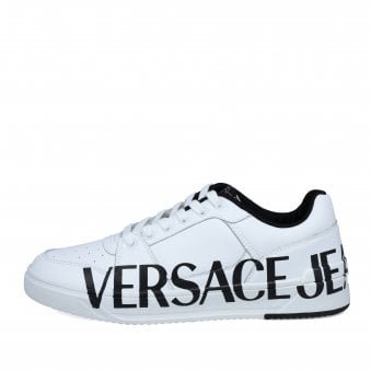 White & Black Logo Low Sneakers