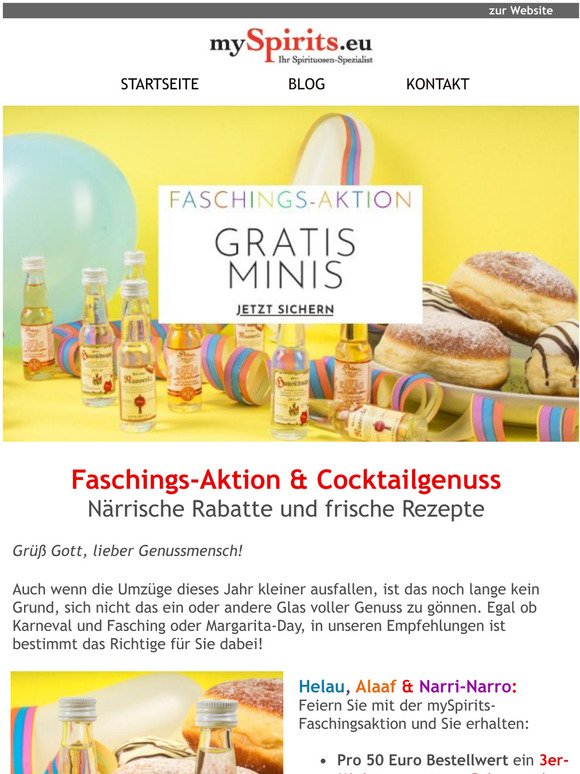 Faschings-Aktion & Margarita-Cocktail-Special 
