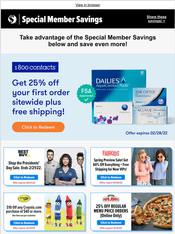 SaveAround 1800 Contacts Savings & More Milled