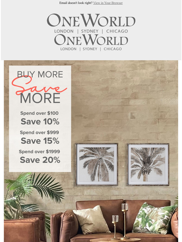 Spend & Save is now on! Up to 2O% off. Two weeks only