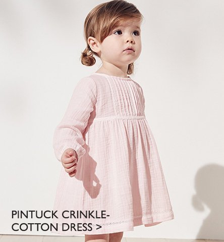 Pintuck Crinkle-Cotton Dress