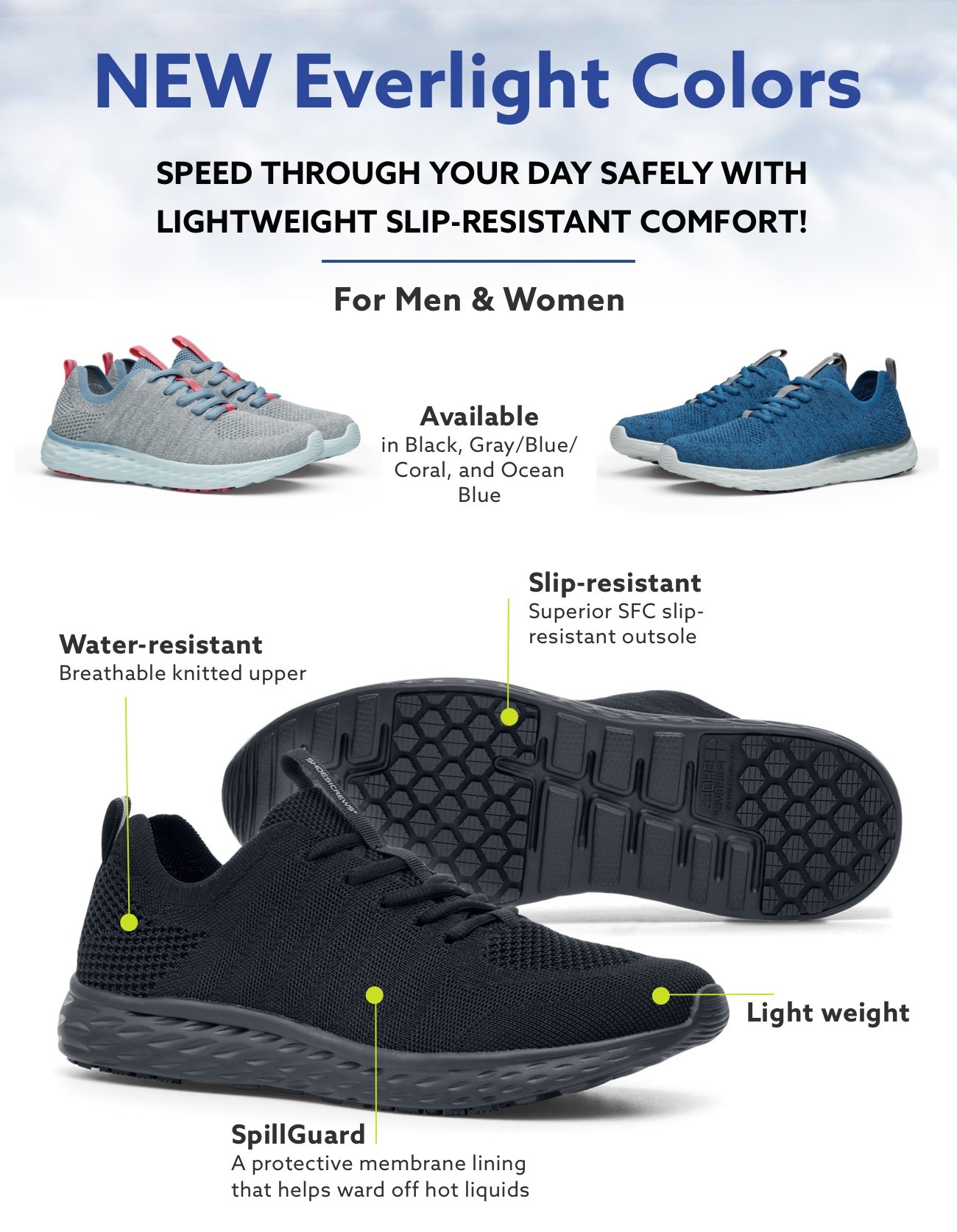 Women's Non Slip Breathable Lightweight Work Shoes Shoes for Crews Everlight 