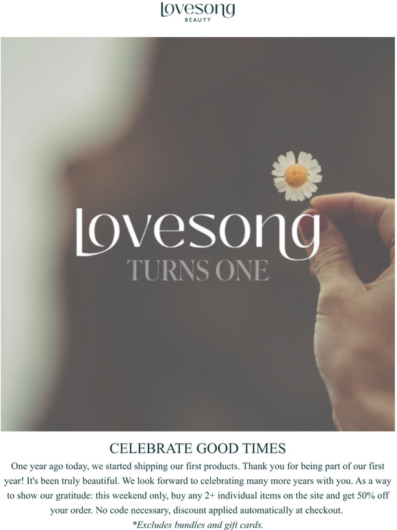 LOVESONG BEAUTY TURNS 1