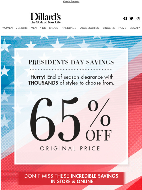 Dillards New Markdowns 65 Off Hurry! EndofSeason Clearance with