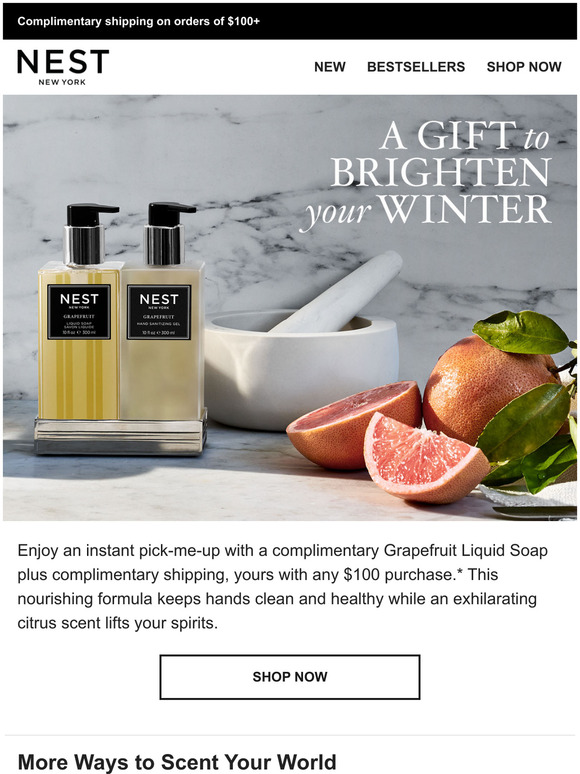 Nest Fragrances Your complimentary Liquid Soap is waiting Milled