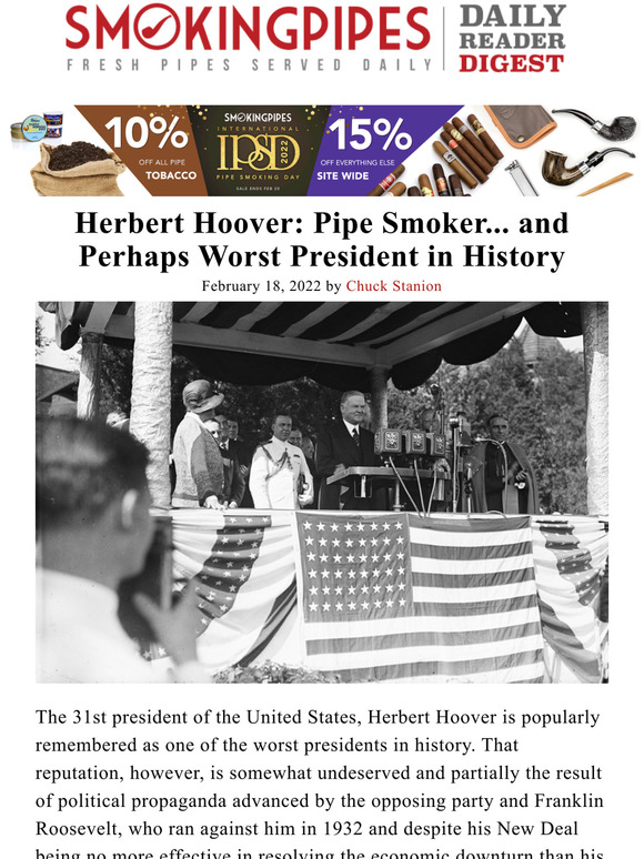 Smokingpipes.com: Herbert Hoover: Pipe Smoker and Perhaps the Worst ...