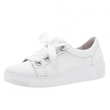 Wright Lace Up Leather Sneakers in White
