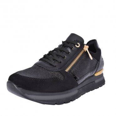 N7809-01 Galassia Smart Casual Lace-Up Trainers In Black