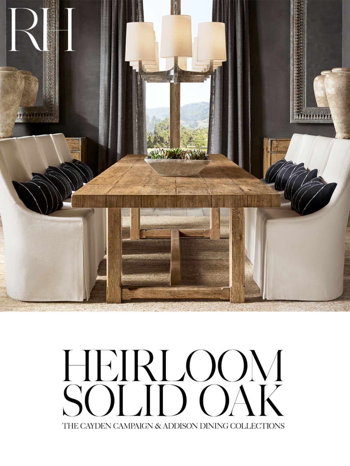 Restoration Hardware Heirloom Solid Oak. The Cayden Campaign & Addison