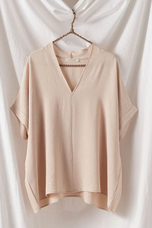 The Relaxed V-Neck Tee - Taupe