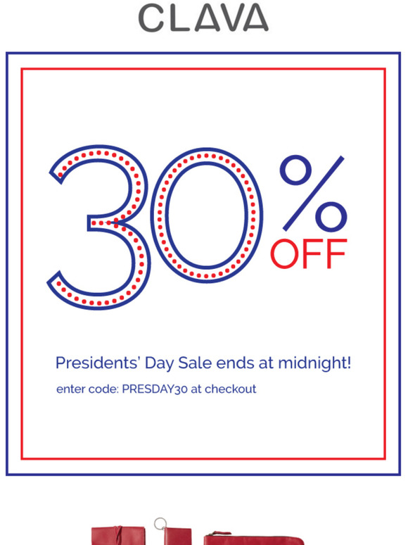 Don't miss out on 30% off, our Presidents' Day Sale ends at midnight!