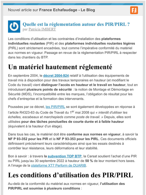 [Nouvel article] Quelle est la rglementation autour des PIR/PIRL ?