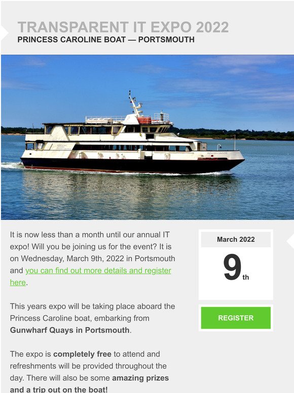 Invitation to IT Expo (Portsmouth) Aboard Princess Caroline