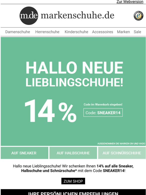 Lieblingsschuhe  14% auf Sneaker, Halb- & Schnrschuhe!*
