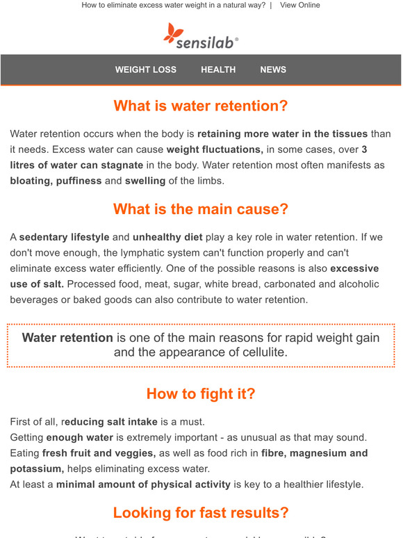 Sensilab Europe Water retention = weight gain Milled