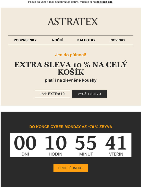 10 % Extra sleva na konec Cyber Monday slev! A dopravu platme my.