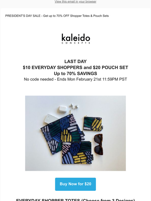  ENDS TONIGHT - Up to 70% OFF Shopper Totes & Pouch Sets
