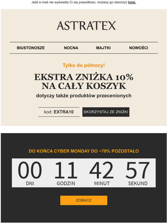 , 10% EKSTRA dotyczy take zniek Cyber Monday! Za dostaw pacimy my.