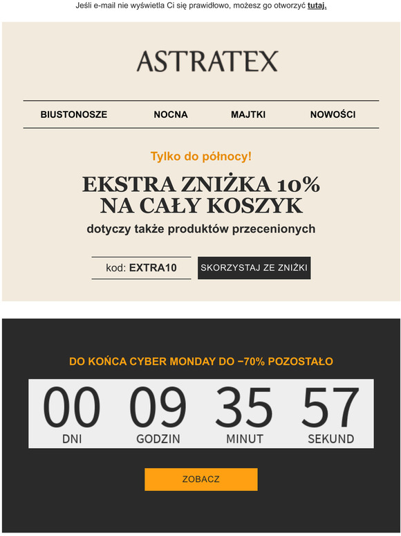 10% zniki ekstra na koniec zniek Cyber Monday! A za dostaw pacimy my.