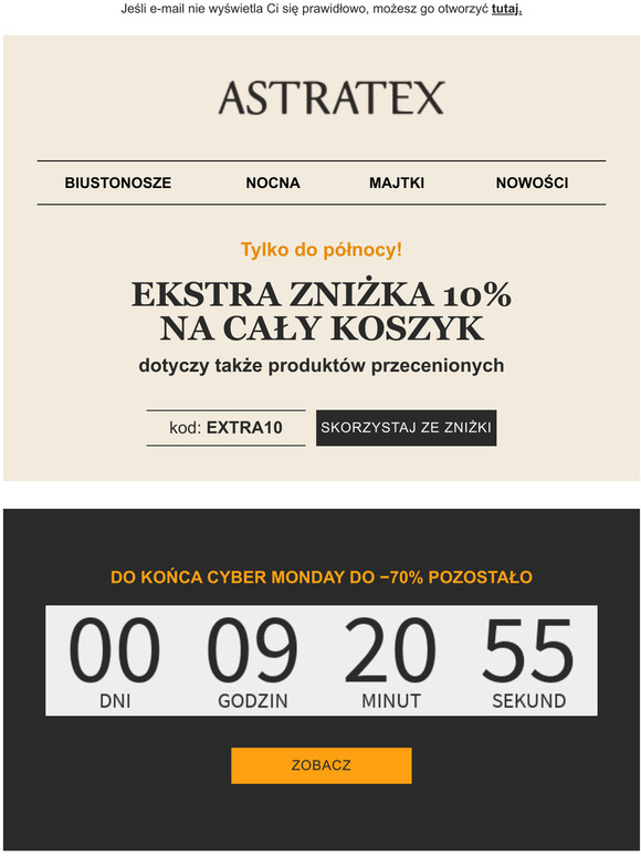 10% zniki ekstra na koniec zniek Cyber Monday! A za dostaw pacimy my.