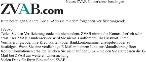 berprfen Sie Ihre neue E-Mail-Adresse in ZVAB