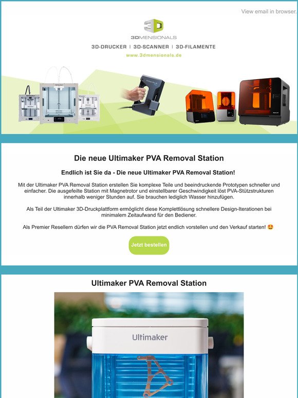 Die neue Ultimaker PVA Removal Station 