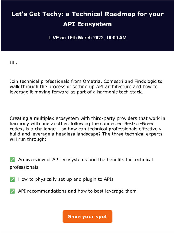Delivered: your invite to 'A Technical Roadmap for your API Ecosystem'