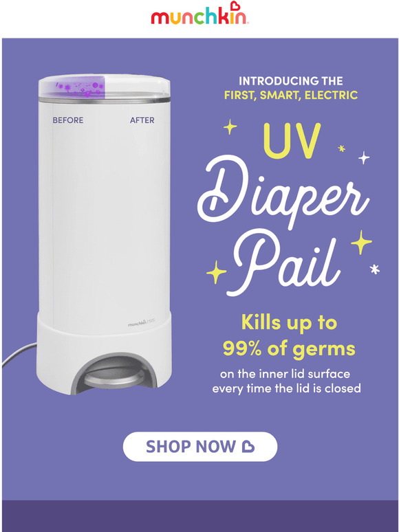 Munchkin Introducing the New UV Sterilizing Diaper Pail Milled