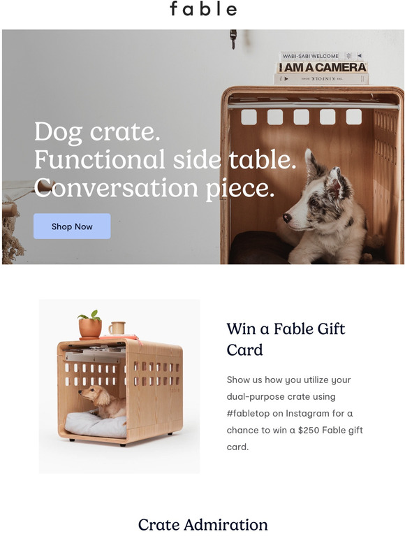 Fable Pets Finally, a dog crate that fits within your decor! Milled