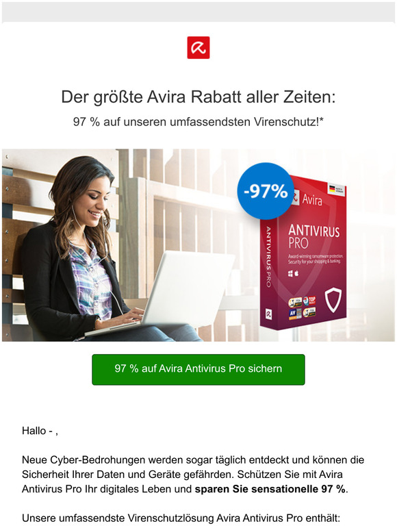 -mehr Avira Schutz fr 97 % weniger.