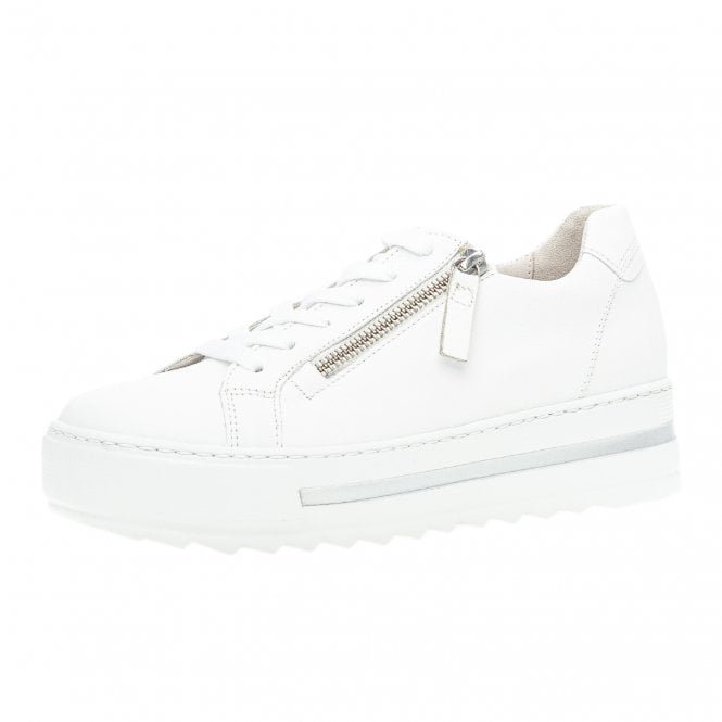 Heather Smart Casual Leather Trainers In White
