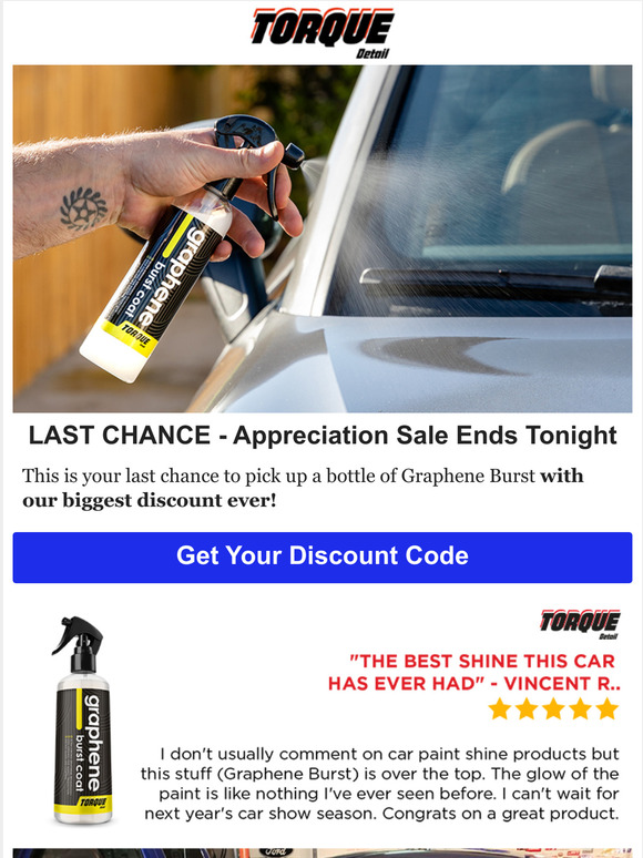 Torque Detail 6 Hours Left 30 Off Graphene Burst Coat! Milled