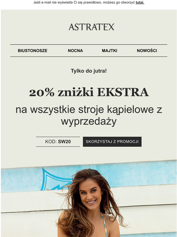 Tylko do jutra! 20% EKSTRA na WSZYSTKIE stroje kpielowe z wyprzeday.