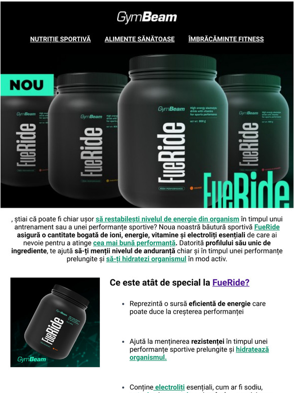 , ia-i energia de care ai nevoie pentru fiecare activitate sportiv cu noua noastr butur FueRide