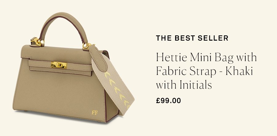 Lily & Bean Hettie Mini Bag with Fabric Strap - Khaki with Initials