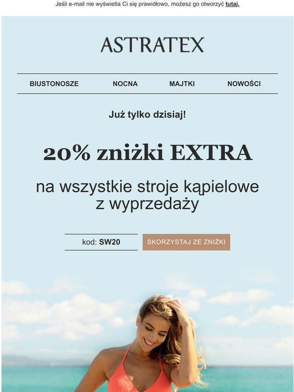 Darmowa dostawa i 20% zniki na wszystkie stroje kpielowe z wyprzeday.