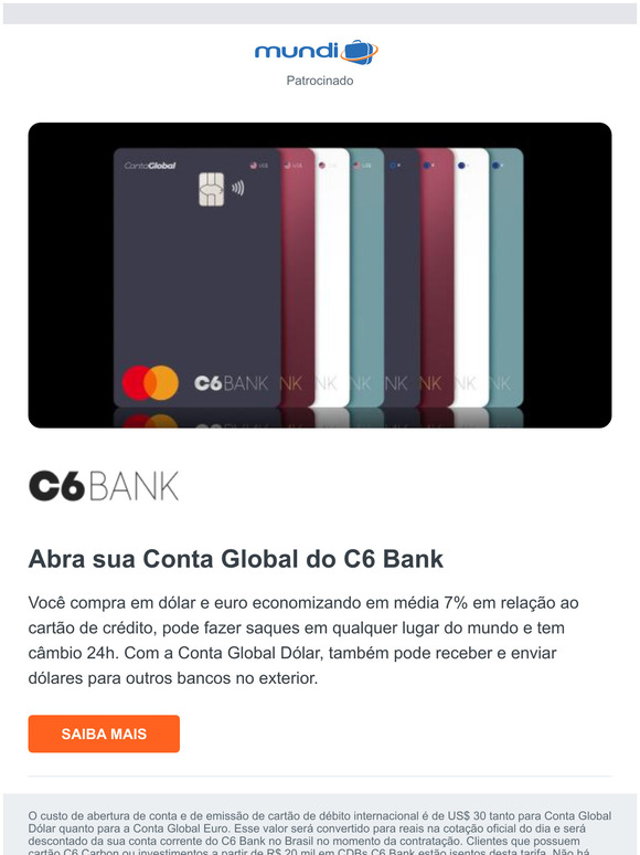 Conta Global: a conta em dlar e euro do C6 Bank