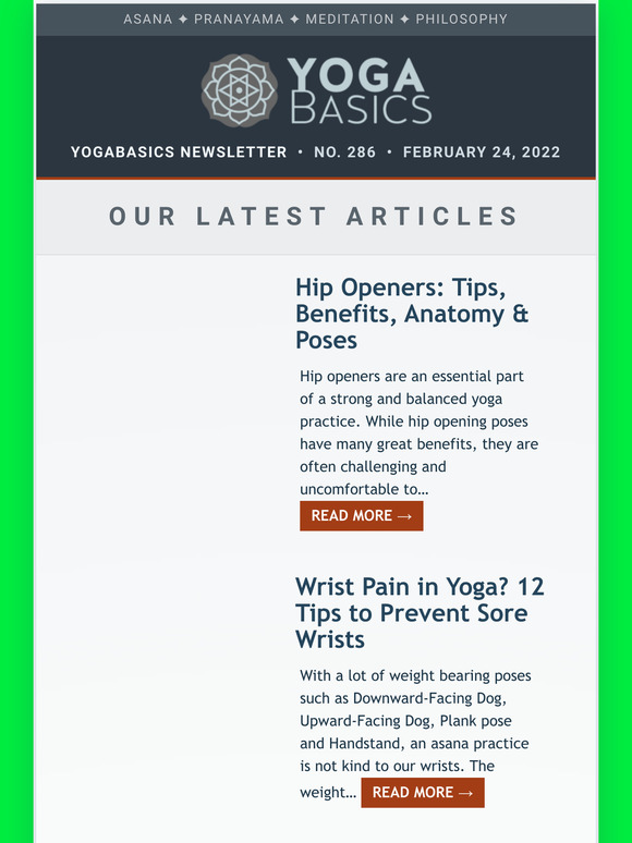 Yoga Basics News #286  February 24, 2022
