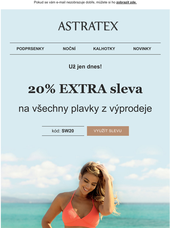 Doprava zdarma a 20% sleva na vechny plavky z vprodeje.