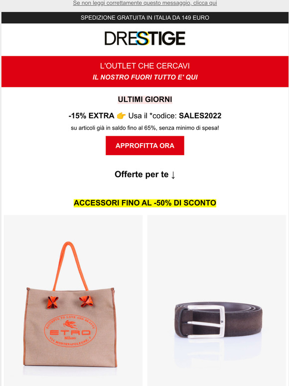 -15% + 65%  Ultimi giorni di Saldi!